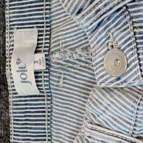 Jolt blue and white pinstripe railroad stripe raw hem pants - Picture 4 of 12